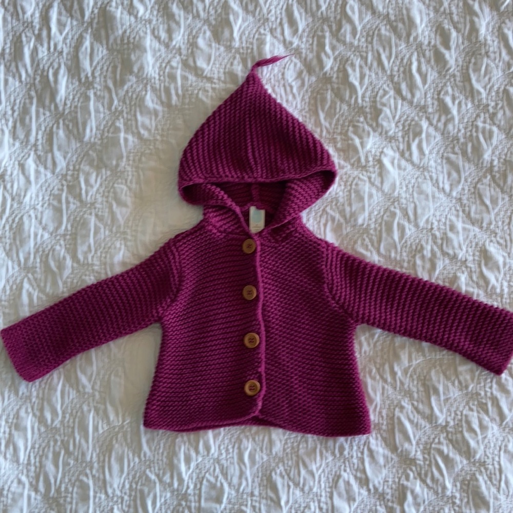 Stem Baby Magenta Hooded Button-Down Cardigan Sweater in Size 6M